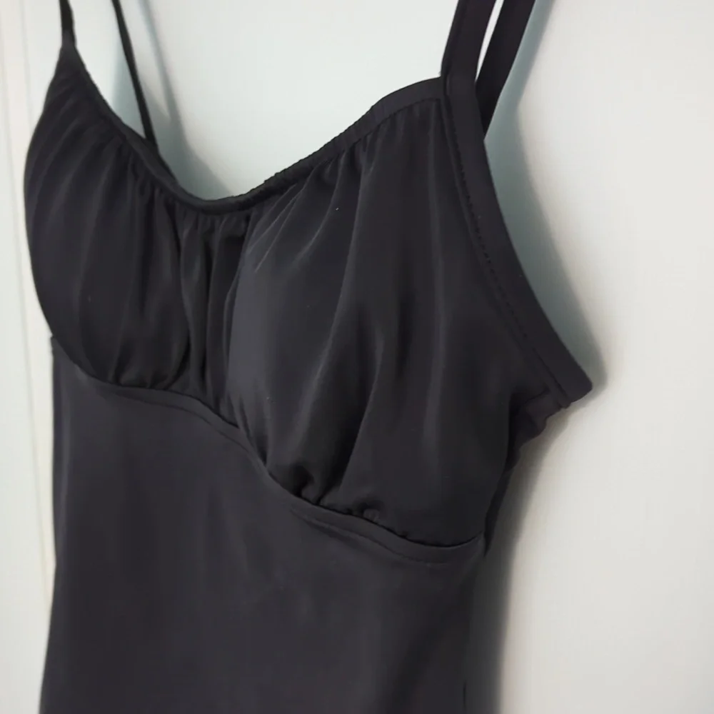 Caribbean Joe Size 10 Black Tankini Swim Suit Bikini Top